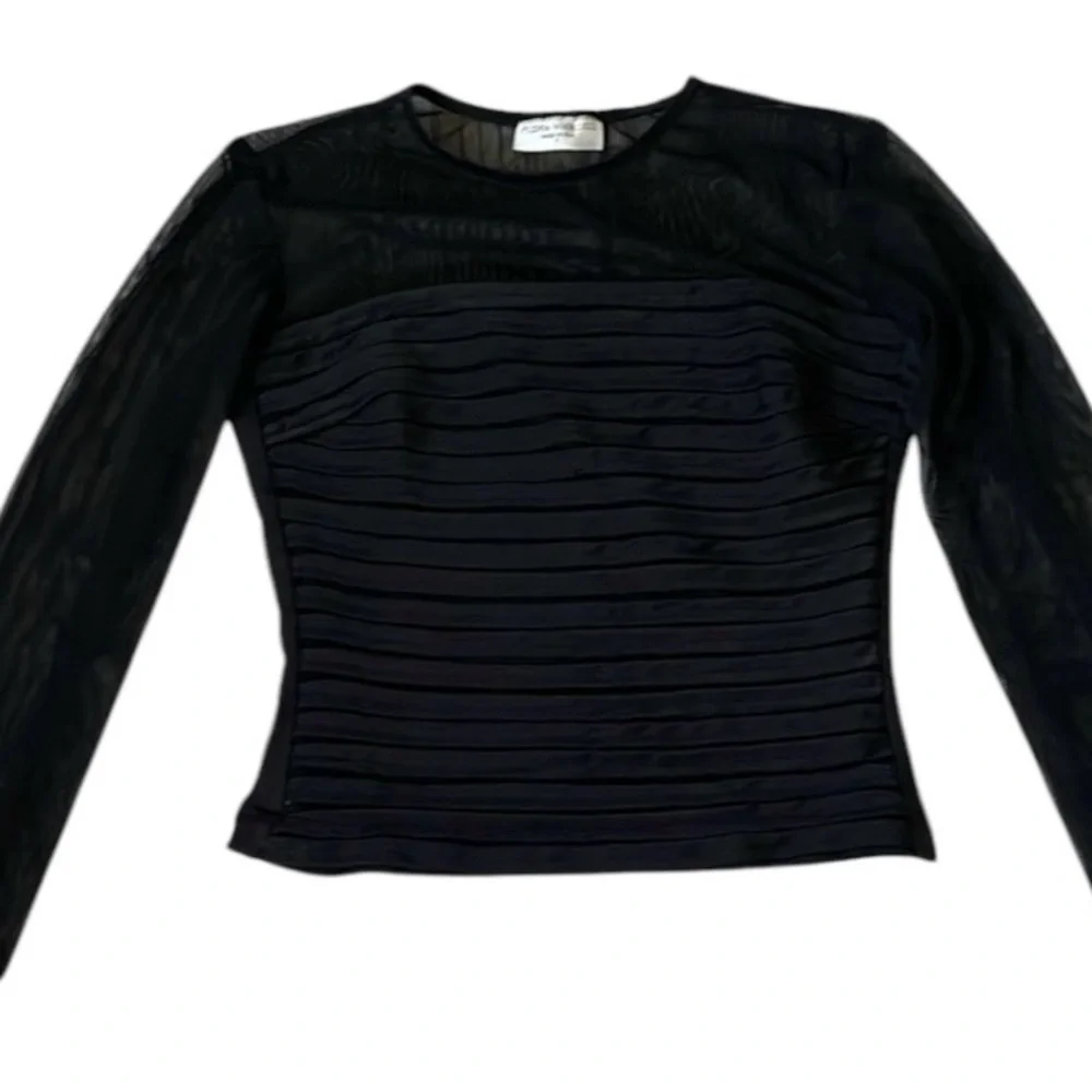 ❤️Flora Nikrooz♥️Black pleated long sleeve mesh Blouse size (P) - Picture 4 of 9